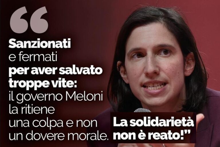 Schlein. Governo disumano crea il reato di solidarietà. Multata Open Arms per aver soccorso migranti in difficoltà